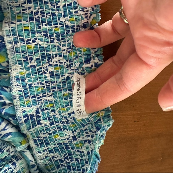 Poupette St. Barth NWOT Ariane Layered Mini Skirt Blue Ocean Flowers Size S $230 - Picture 8 of 11